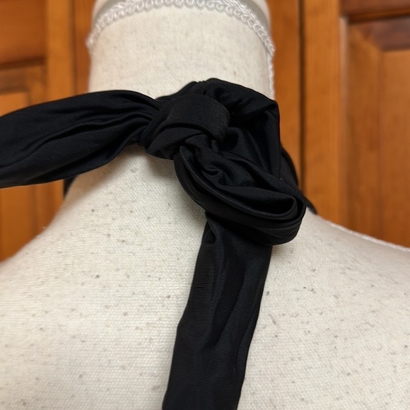 Black One Piece Swimsuit with Split Midline Batwing Flap Material 3XL - Picture 6 of 10